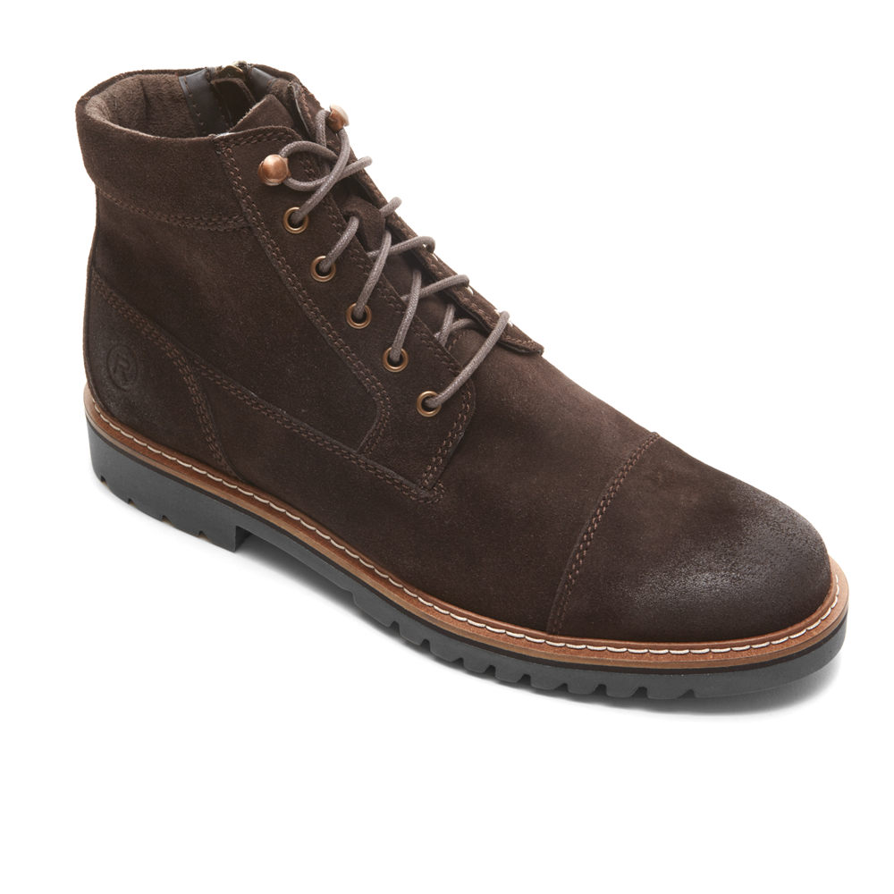 Botas Rockport Hombre Mexico - Marshall Rugged Inside Cremallera Marrom Oscuro - FAJOZ9685